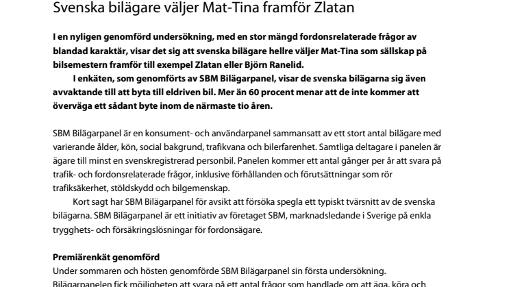 Svenska bilägare väljer Mat-Tina framför Zlatan