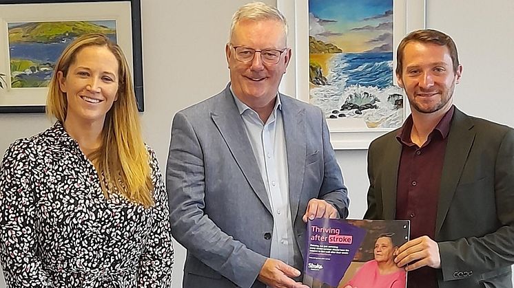 Northern Ireland Health Minister Mike Nesbitt with Dr Niamh Kennedy, chair of the Stroke Association’s Northern Ireland advisory committee, and Alasdair O’Hara, the charity’s Northern Ireland Director