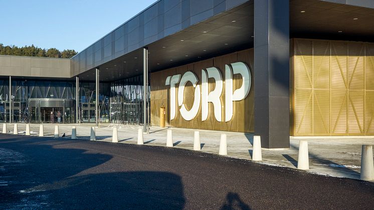 Torp köpcentrum är designat med skräddarsydda fasadskivor