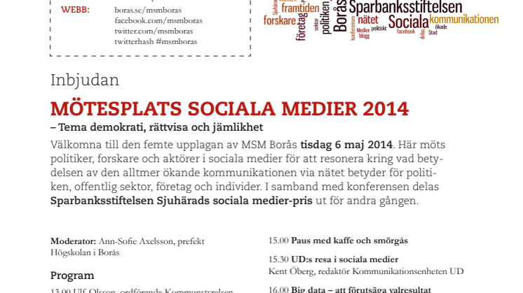 Inbjudan Mötesplats sociala medier 2014