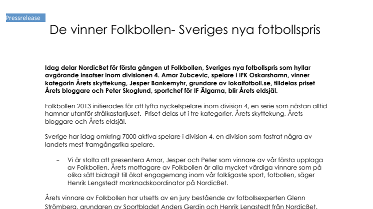 De vinner Folkbollen- Sveriges nya fotbollspris