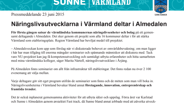 Näringslivsutvecklarna i Värmland deltar i Almedalen
