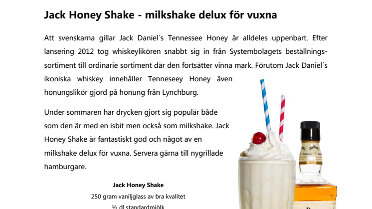 Jack Honey Shake - milkshake delux för vuxna 