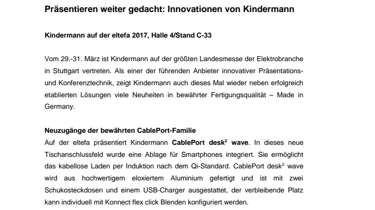 Präsentieren weiter gedacht: Innovationen von Kindermann