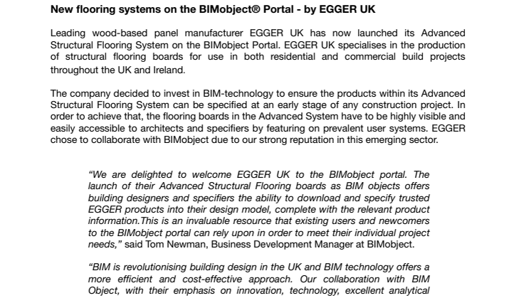New flooring systems on the BIMobject® Portal - by EGGER UK