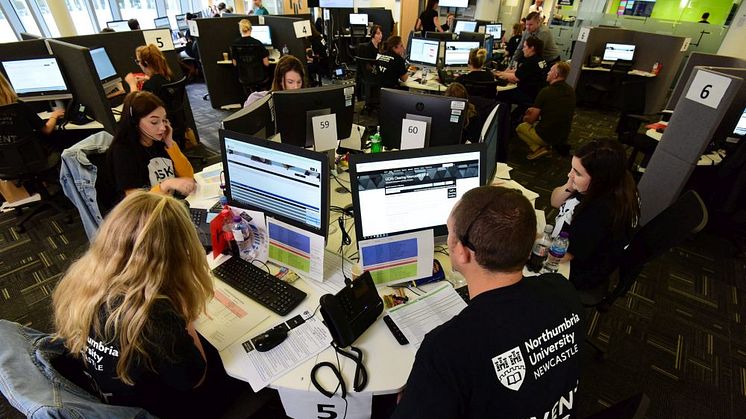 Staff answering calls from potential students on Northumbria's Clearing Hotline today