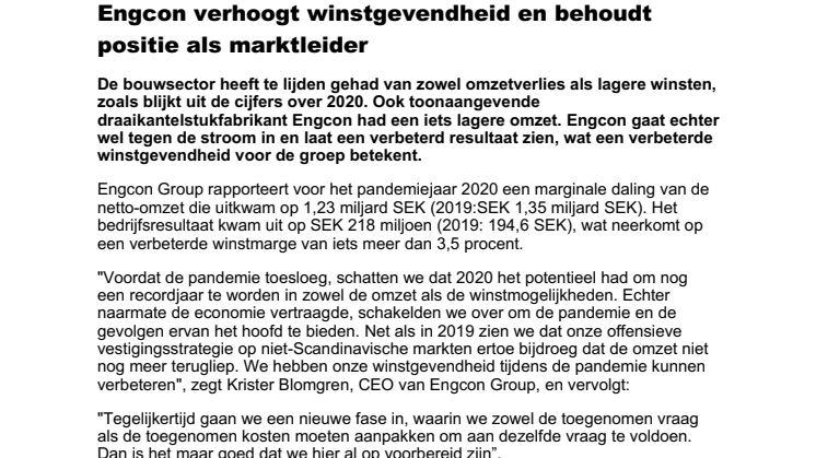 201021_press_Engcon verhoogt winstgevendheid en behoudt positie als marktleider