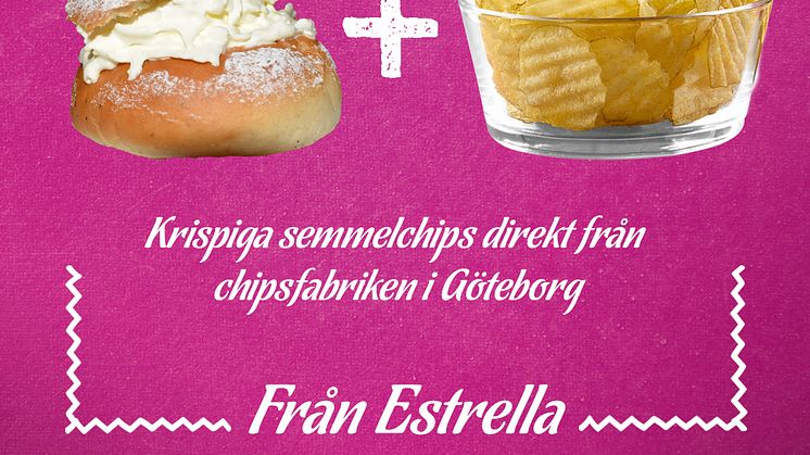 Etikett Estrella Semmelchips potatischips med smak av semla 2020