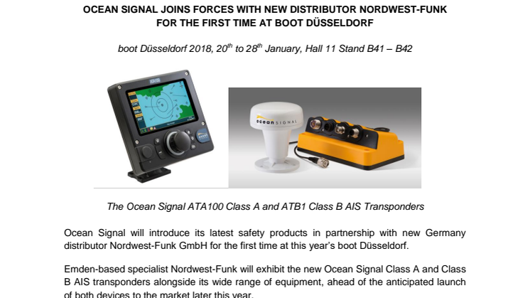 Ocean Signal Joins Forces with New Distributor Nordwest-Funk for the First Time at boot Düsseldorf