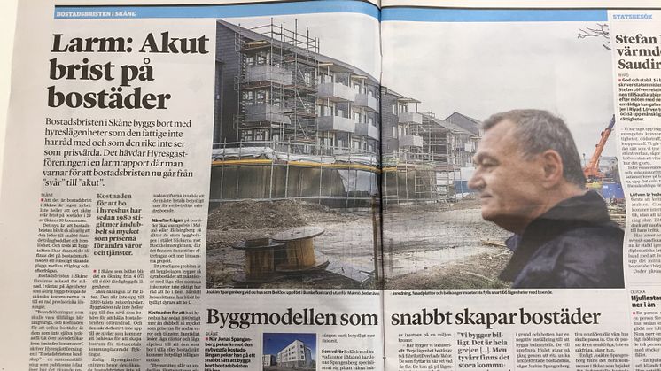 BoKlok i Sydsvenskan 24 oktober 2016