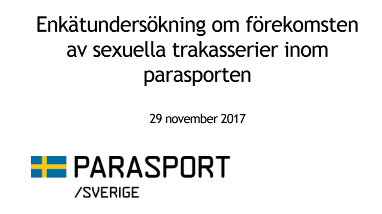 Parasport Sveriges redovisning av enkätundersökningen med anledning av #metoo