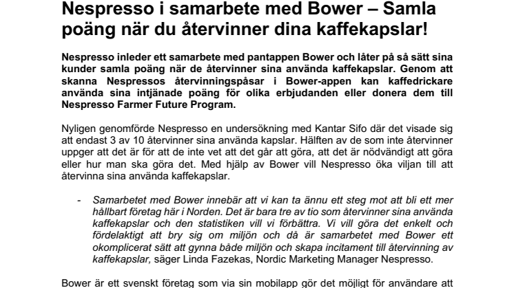 2021-08-18 Nespresso i samarbete med Bower