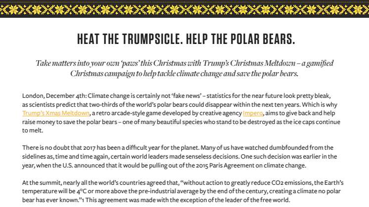 Trump's Xmas Meltdown: Heat the Trumpsicle. Help the Polar Bears.