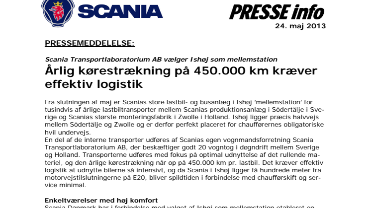 Scania Transportlaboratorium AB vælger Ishøj som mellemstation