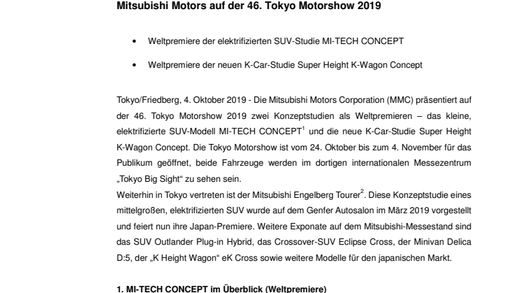 Mitsubishi Motors auf der 46. Tokyo Motorshow 2019