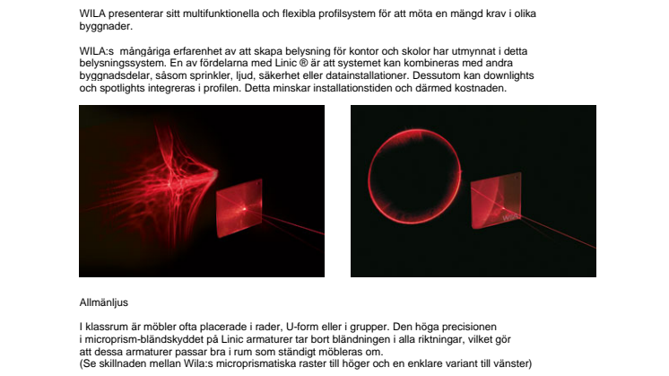Fox Design presenterar Wila Linic ® med Microprismatiskt raster som nu kommer med LED
