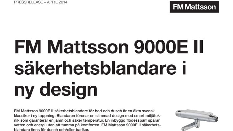 FM Mattsson 9000E II säkerhetsblandare i ny design