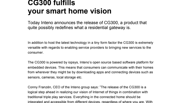 CG300 fulfills your smart home vision