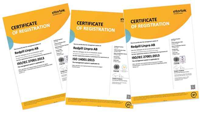 Next step in our work for continuous improvement - three ISO certificates
