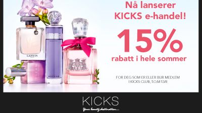 Nå lanseres KICKS e-handel! 15% rabatt i hele sommer på kicks.no!
