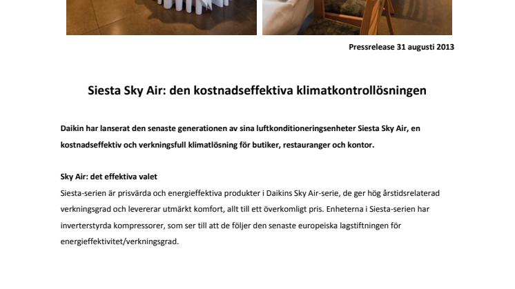 Siesta Sky Air: den kostnadseffektiva klimatkontrollösningen