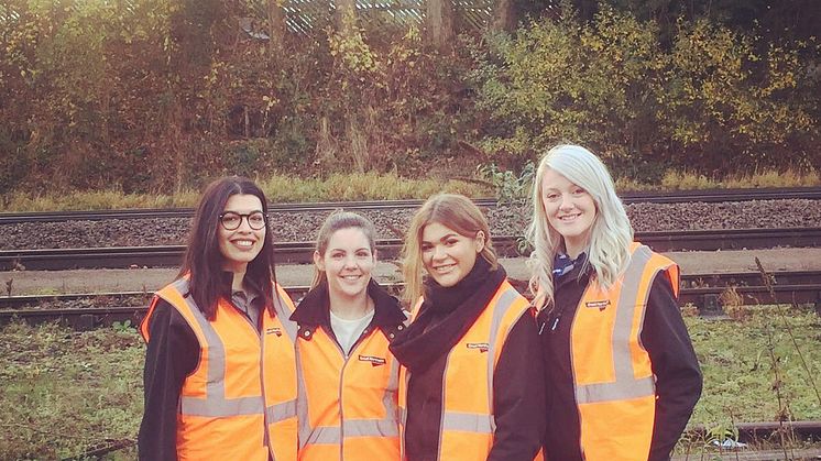 Driving change: Great Northern trainee drivers (left to right) Faye Lartey, Sophie Toy, Holly Tidd, and Kirsty Merrington 