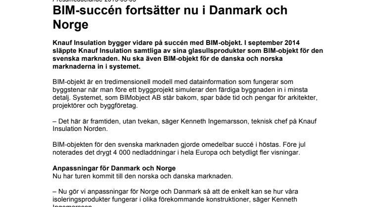 BIM-succén fortsätter nu i Danmark och Norge