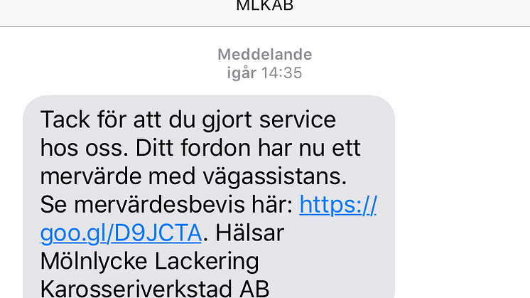 Tråkigt med SMS? Kanske, men rakt på sak till din kund: Tack för att du gjorde service hos oss!