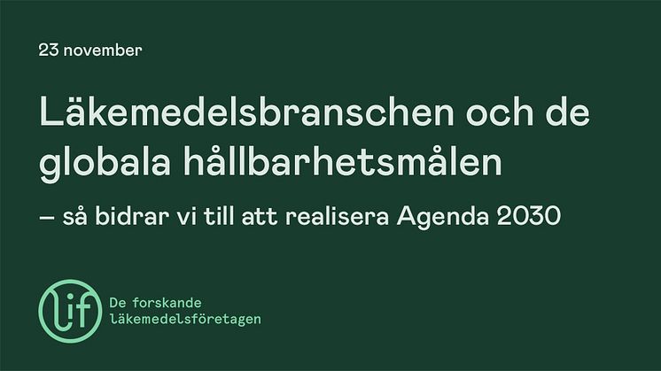 Pressinbjudan: Läkemedelsföretagens arbete med de globala målen