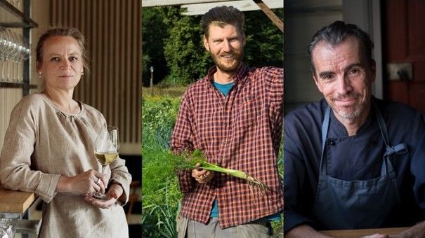 Förra årets vinnare i 100% Cirkulärt 2020: Agneta Green – Oaxen Krog&Slip, Niklas Karlsson – Rosendals Trädgård, Patrik Sewerin – Gunnebo Slott.