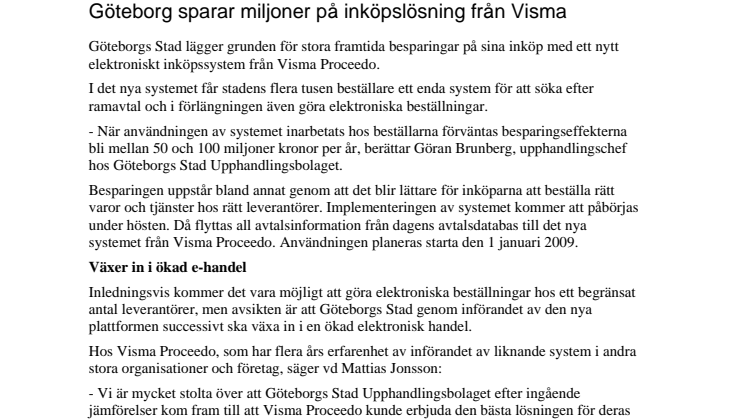 Göteborg sparar miljoner på inköpslösning från Visma