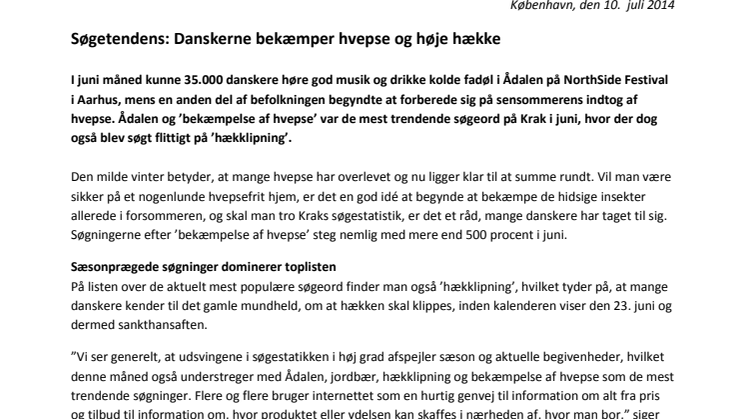 Søgetendens: Danskerne bekæmper hvepse og høje hække