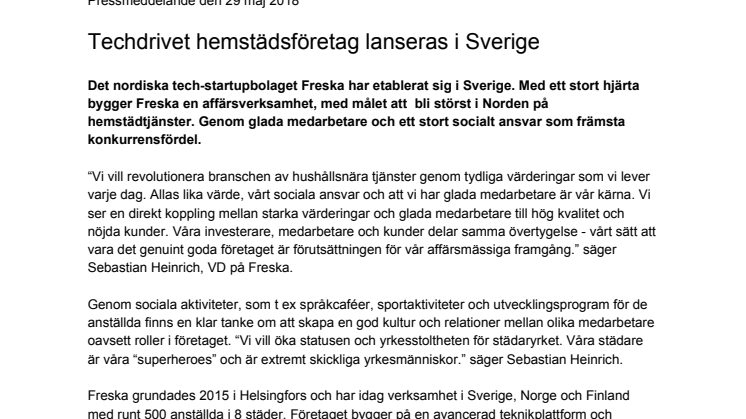 Techdrivet hemstädsföretag lanseras i Sverige