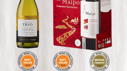 Best Value-medaljer till Trio Chardonnay och Viña Maipo Cabernet Sauvignon