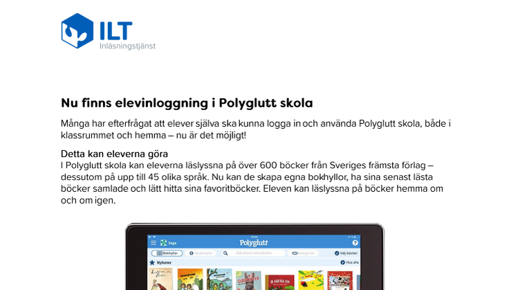 Nu finns elevinloggning i Polyglutt skola