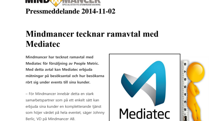 Mindmancer tecknar ramavtal med Mediatec