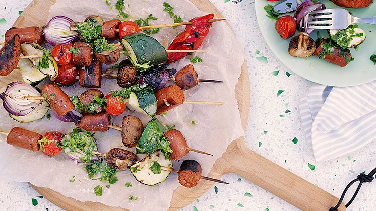 Grillspett på vegochorizo från Anamma.