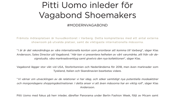 Pitti Uomo inleder för  Vagabond Shoemakers