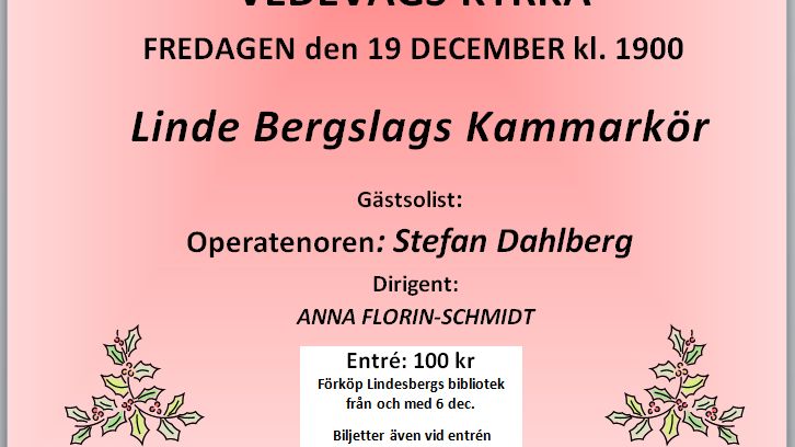 Operatenor gästsolist på julkonsert med Linde Bergslags Kammarkör