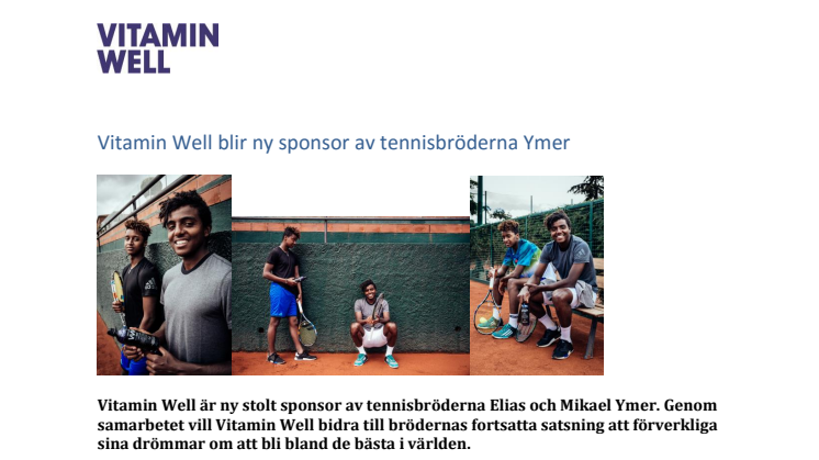 Vitamin Well blir ny sponsor av tennisbröderna Ymer