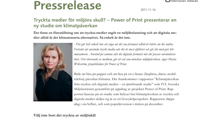 Tryckta medier för miljöns skull? – Power of Print presenterar en ny studie om klimatpåverkan 
