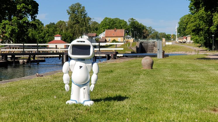 Visit Linköpings robot, som kommer att möta besökare i Bergs slussar i sommar. Foto: Dyno Robotics