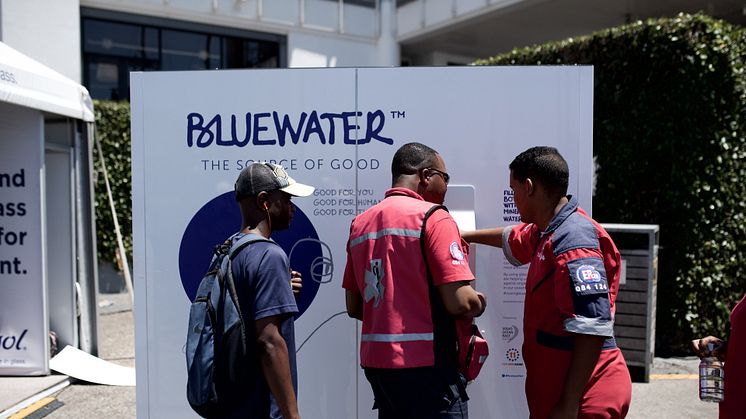 Bluewater water stations are a popular feature at events in water scarce Cape Town, serving pristine water frequently generated from non potable water.  
