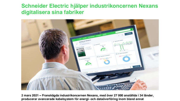 Schneider Electric hjälper industrikoncernen Nexans digitalisera sina fabriker