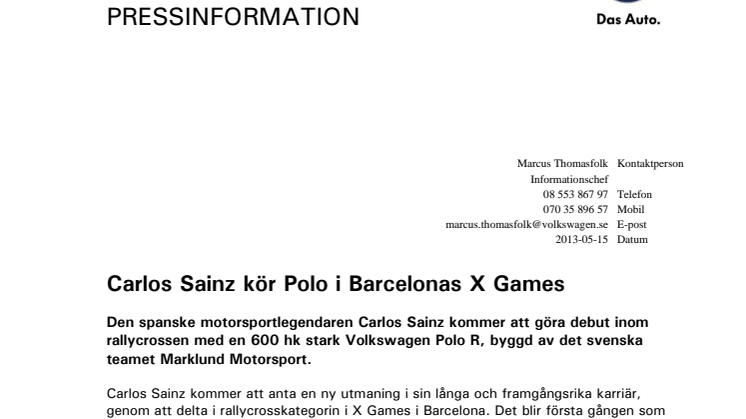 Carlos Sainz kör Polo i Barcelonas X Games