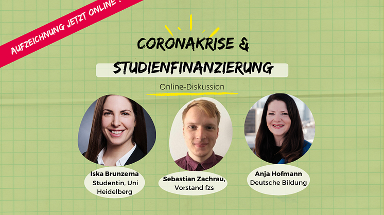 Online-Diskussion: Studienfinanzierung in der Coronakrise