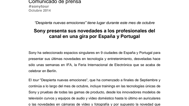 Sony presenta sus novedades a los profesionales del canal en una gira por España y Portugal