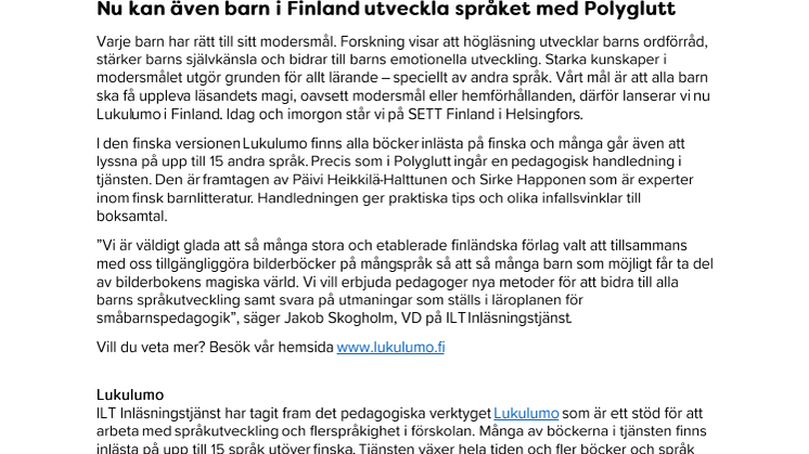 Nu kan även barn i Finland utveckla språket med Polyglutt