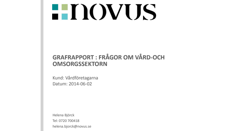 Novusrapport- svenska folkets uppfattning om vård och omsorg