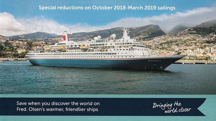 Only two weeks left to take advantage of up to 40% off winter sailings with Fred. Olsen’s ‘Warmer Cruising’ campaign 